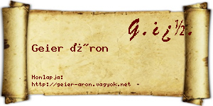 Geier Áron névjegykártya